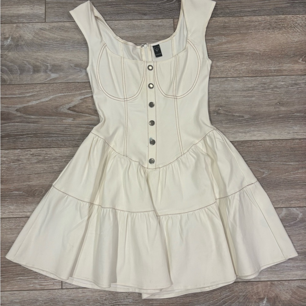 Windsor Cream Button-Front Mini Dress
